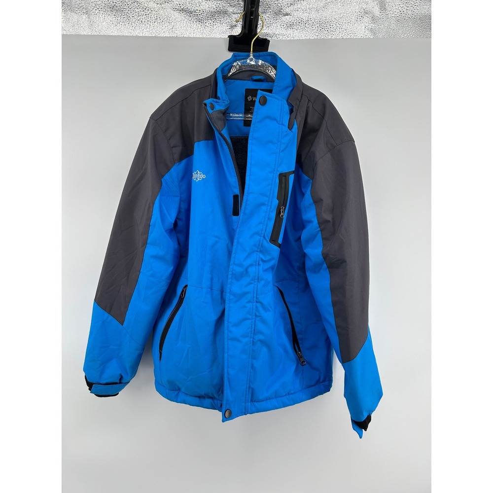 Wantdo Boys Waterproof‎ Ski Jacket Blue Grey Insulated Winter Coat Size 10-12
